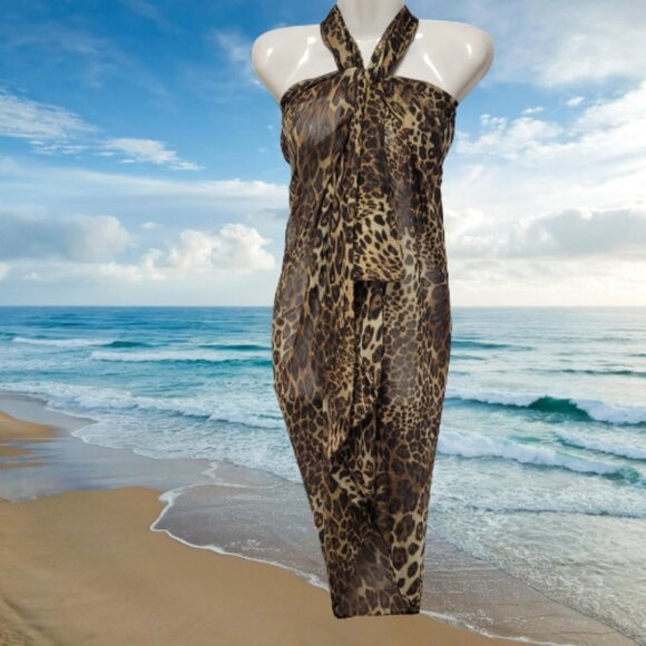 Animal Print Sarong Shawl Pareo Rectangular Beach Wrap - Picture 1 of 13